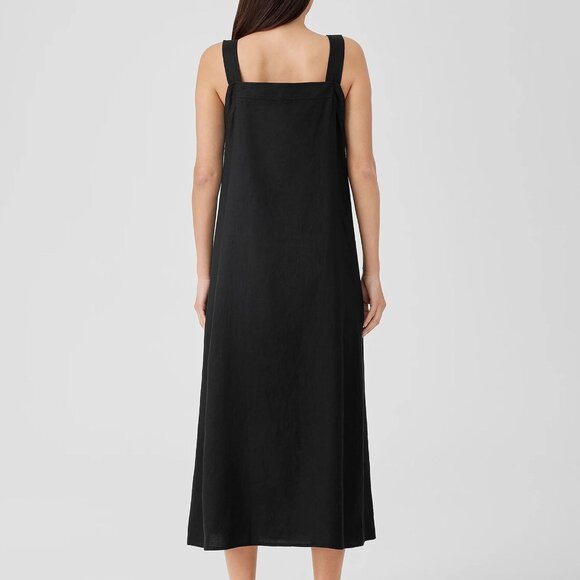 EILEEN FISHER Organic Linen Dress, Style S3RII-D5158, Espresso Color, XS - Picture 2 of 5